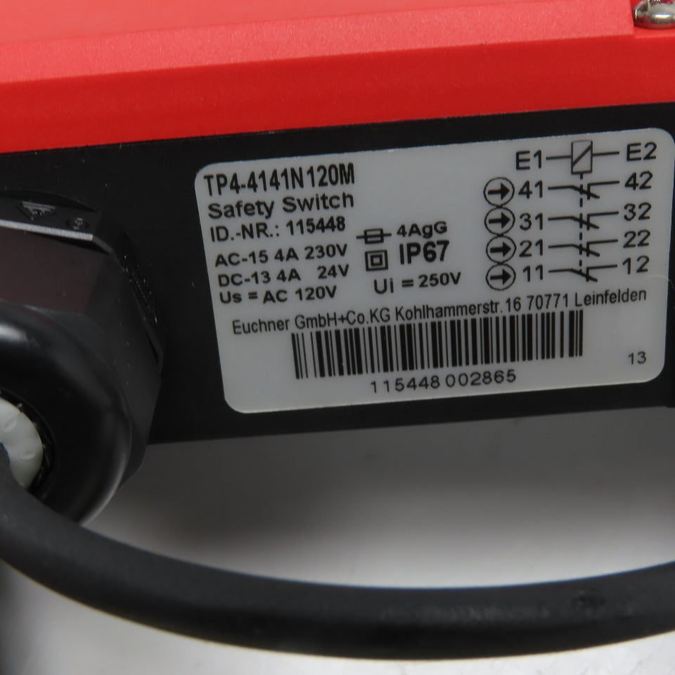 Euchner 115448 TP4-4141N120M Safety Switch IP67 120VAC 4A