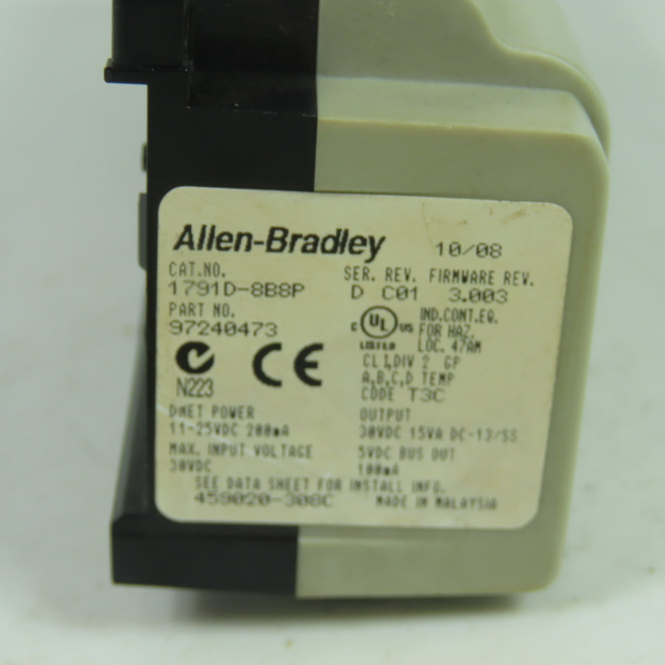 Allen-Bradley 1791D-8B8P CompactBlock I/O DeviceNet 8-Input 8-Output Module SerD