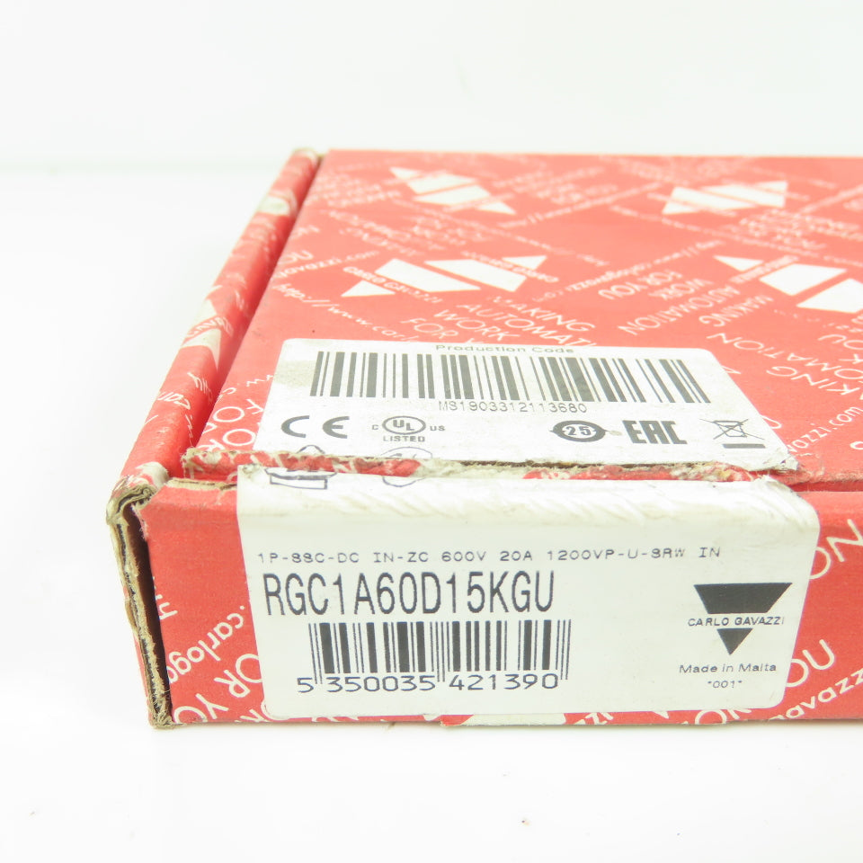 Carlo Gavazzi RGC1A60D15KGU Solid State Relay 600V 20A 4-32VDC NEW
