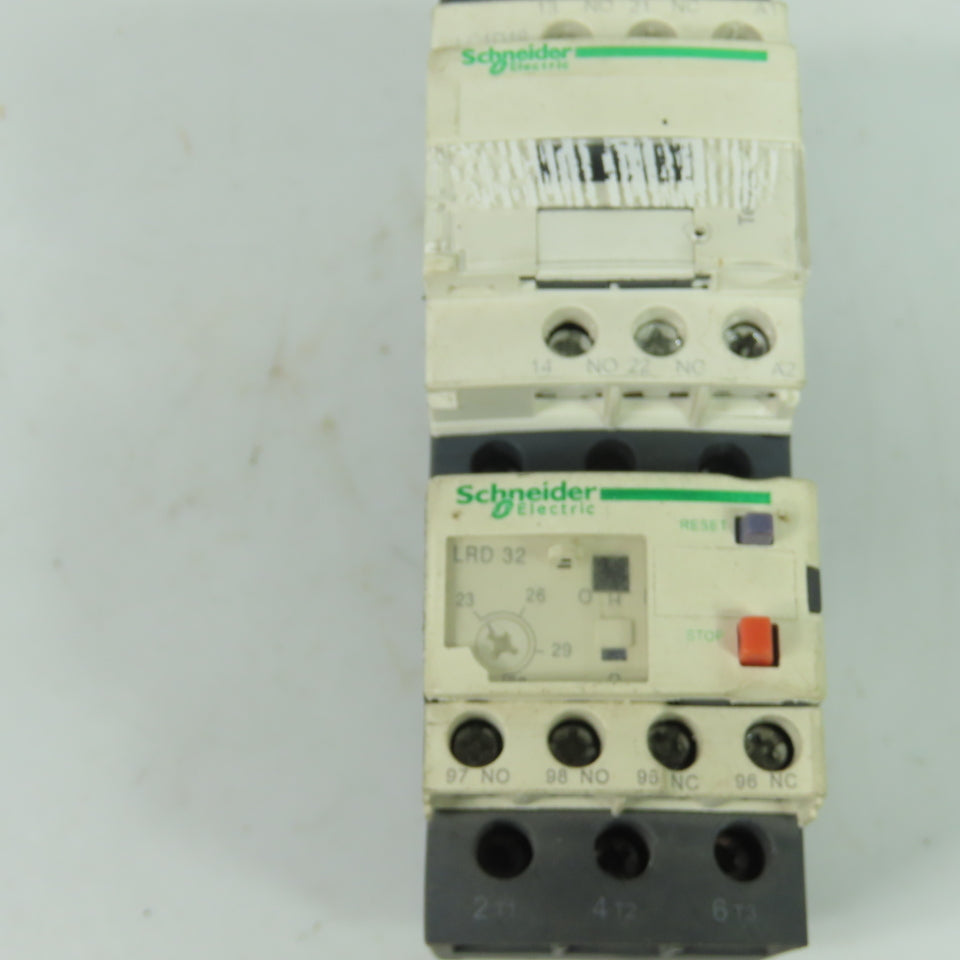 Schneider LC1D18 600VAC Contactor 18A 220V Coil W/ LRD32C Overload 23-32A