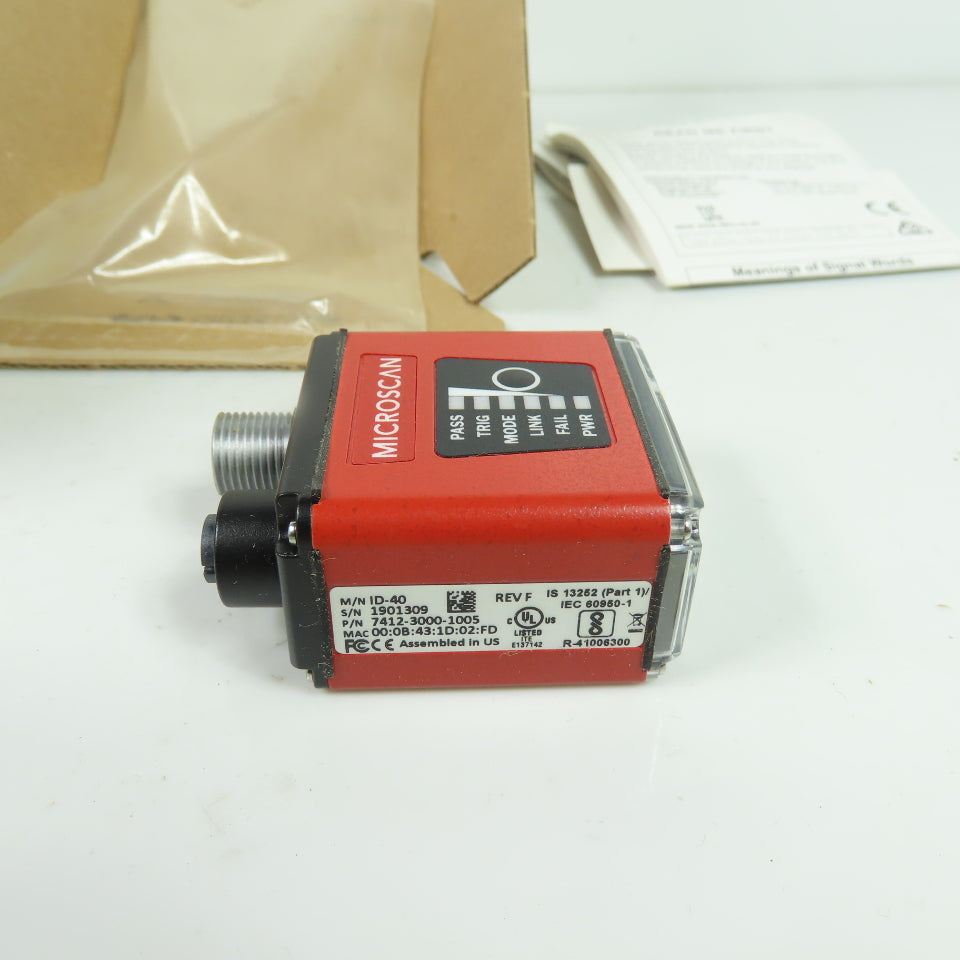 Microscan 7412-3000-1005 ID-40 MicroHAWK Barcode Reader 1.2MP Mono UHD 24VDC