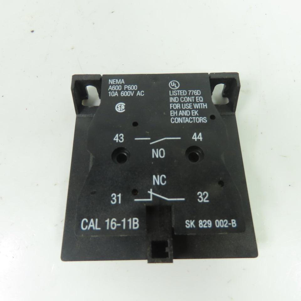 ABB SK 829 002-B CAL 16-11B Side Mounted Auxiliary Contact Block 600VAC 10A