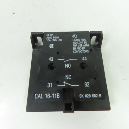 ABB SK 829 002-B CAL 16-11B Side Mounted Auxiliary Contact Block 600VAC 10A