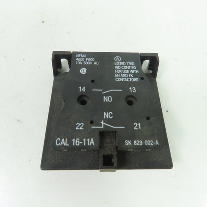 ABB SK 829 002-A CAL 16-11A Side Mount Auxiliary Contact Block 600VAC 10A