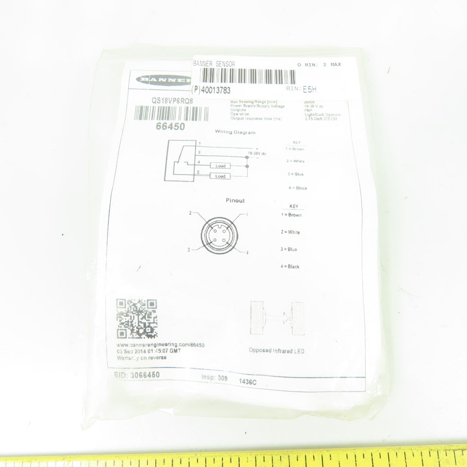 Banner QS18VP6RQ8 WORLD-BEAM Photoelectric Sensor 10-30VDC PNP NEW