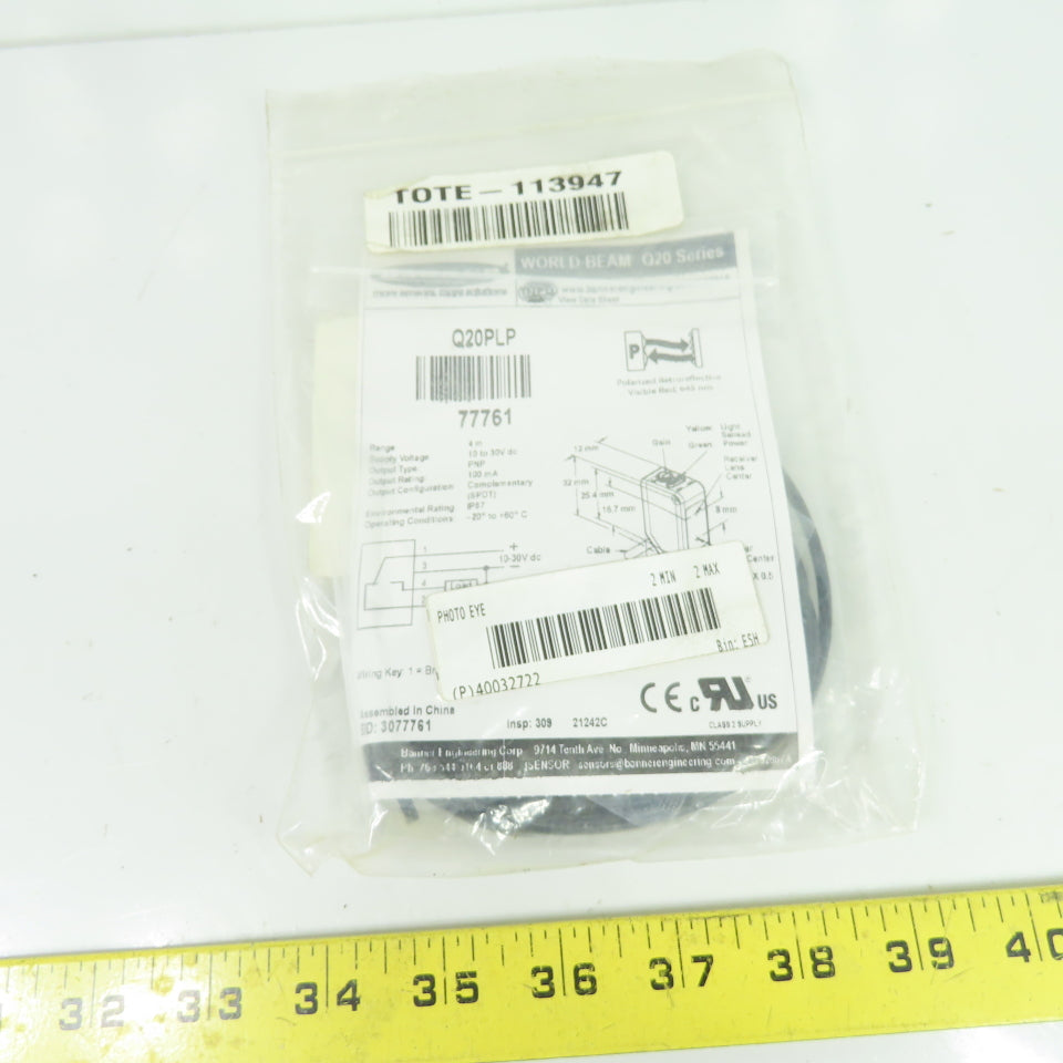 Banner Q20PLP World-Beam Polarized Retroreflective Photoelectric Sensor 10-30VDC