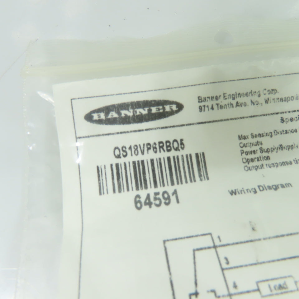 Banner QS18VP6RBQ5 WORLD-BEAM QS18 Opposed Mode Photoelectric Receiver 10-30VDC