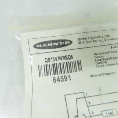 Banner QS18VP6RBQ5 WORLD-BEAM QS18 Opposed Mode Photoelectric Receiver 10-30VDC