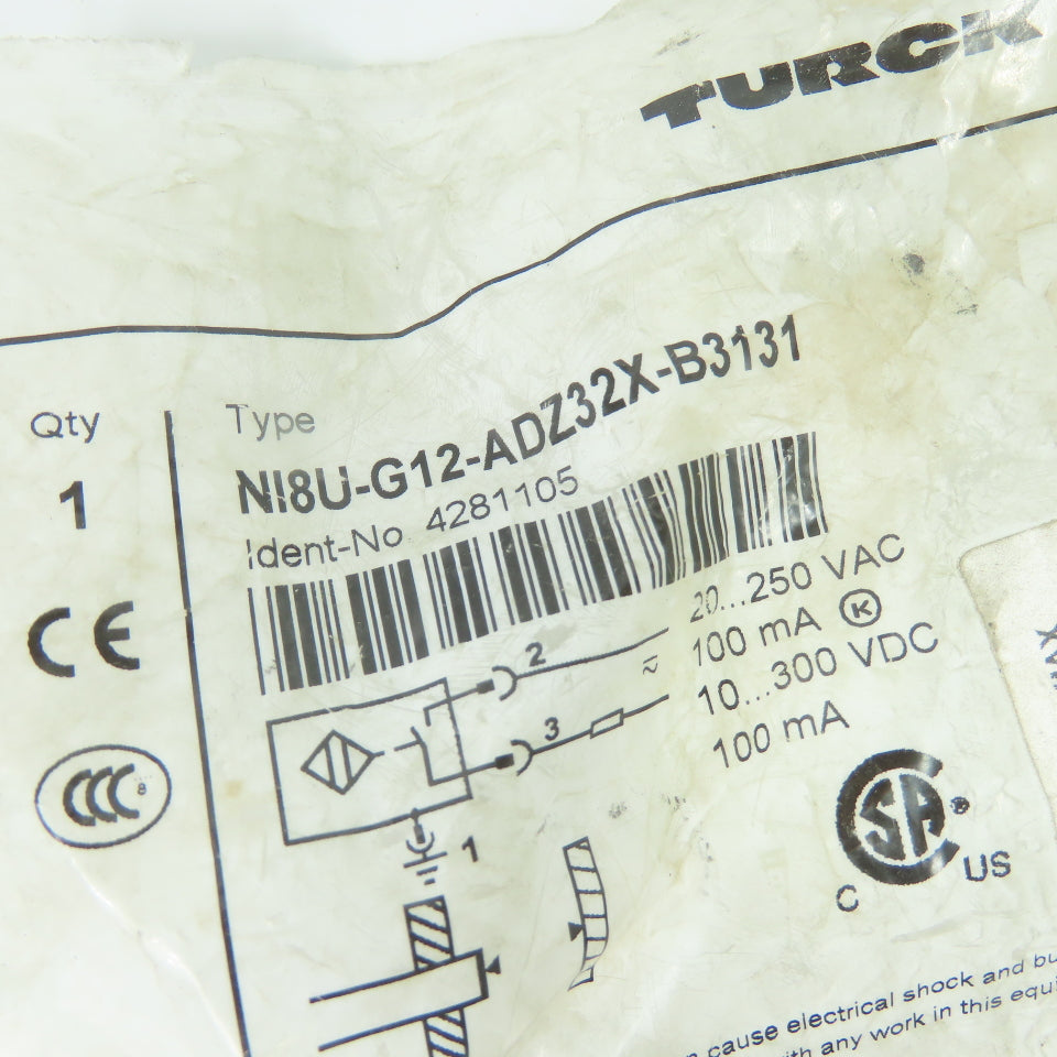 Turck NI8U-G12-ADZ32X-B3131 Inductive Proximity Sensor 8mm 20-250VAC 10-300VDC