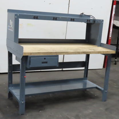 60" x 30" Butcher Block Top Industrial Work Desk Bench Riser Electric and Drawer