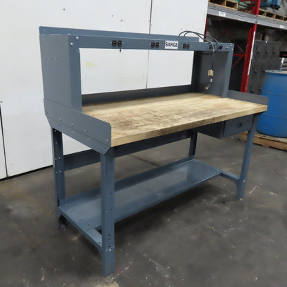 60" x 30" Butcher Block Top Industrial Work Desk Bench Riser Electric and Drawer