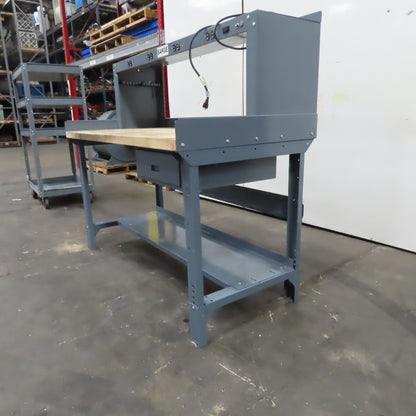 60" x 30" Butcher Block Top Industrial Work Desk Bench Riser Electric and Drawer