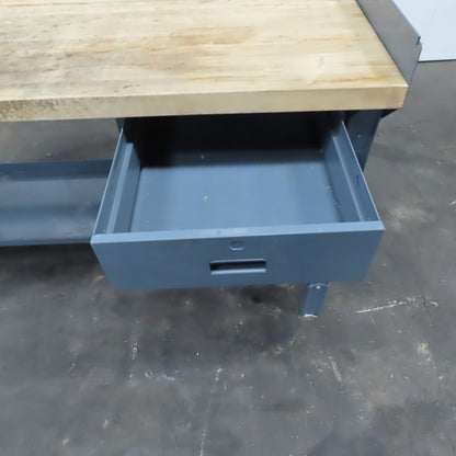 60" x 30" Butcher Block Top Industrial Work Desk Bench Riser Electric and Drawer