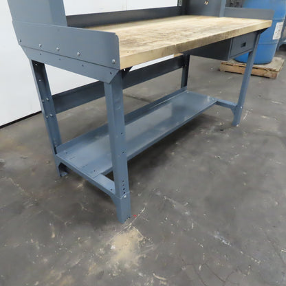 60" x 30" Butcher Block Top Industrial Work Desk Bench Riser Electric and Drawer