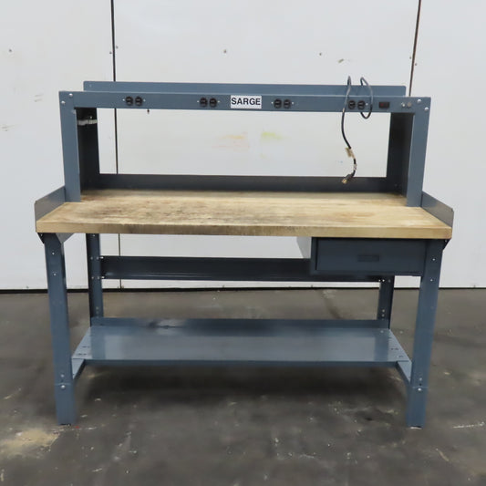 60" x 30" Butcher Block Top Industrial Work Desk Bench Riser Electric and Drawer