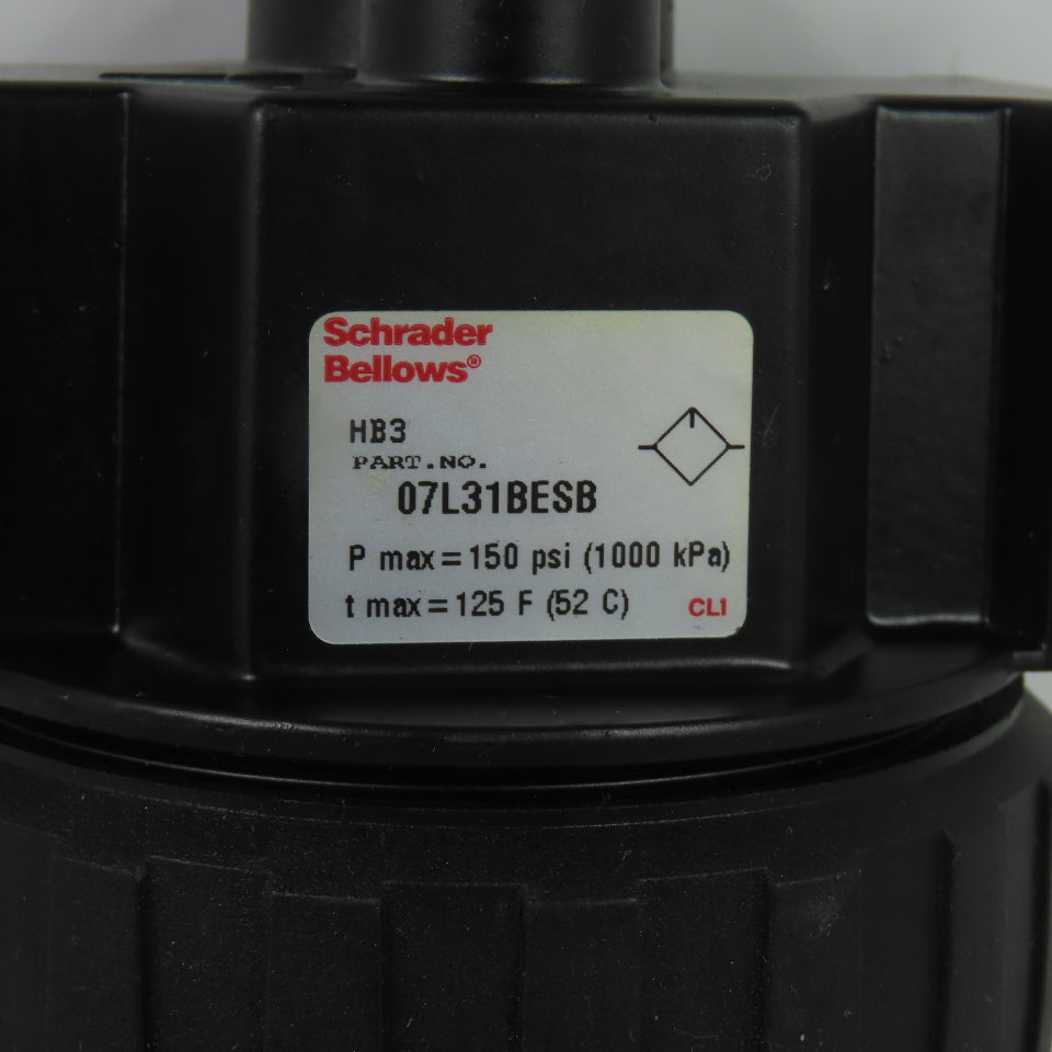Schrader Bellows 07L31BESB Pneumatic Prep-Air II Mist Lubricator 150 PSI 1/2"NPT