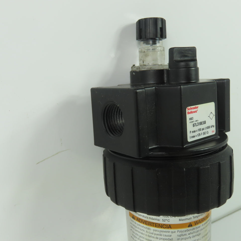 Schrader Bellows 07L31BESB Pneumatic Prep-Air II Mist Lubricator 150 PSI 1/2"NPT