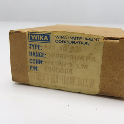 WIKA 8990684 111.10 Pressure Gauge 0-3000 PSI 1/4" NPT Lower Mount 2.5" Dial