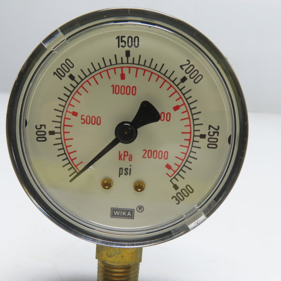 WIKA 8990684 111.10 Pressure Gauge 0-3000 PSI 1/4" NPT Lower Mount 2.5" Dial