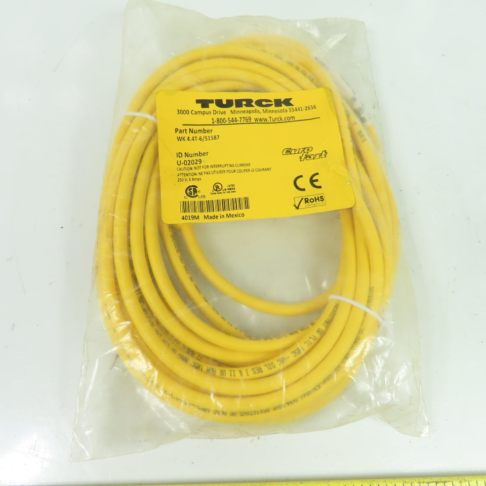 Turck U-02029 WK 4.4T-6/S1587 Eurofast Cordset Cable 4-Pin Female Right Angle
