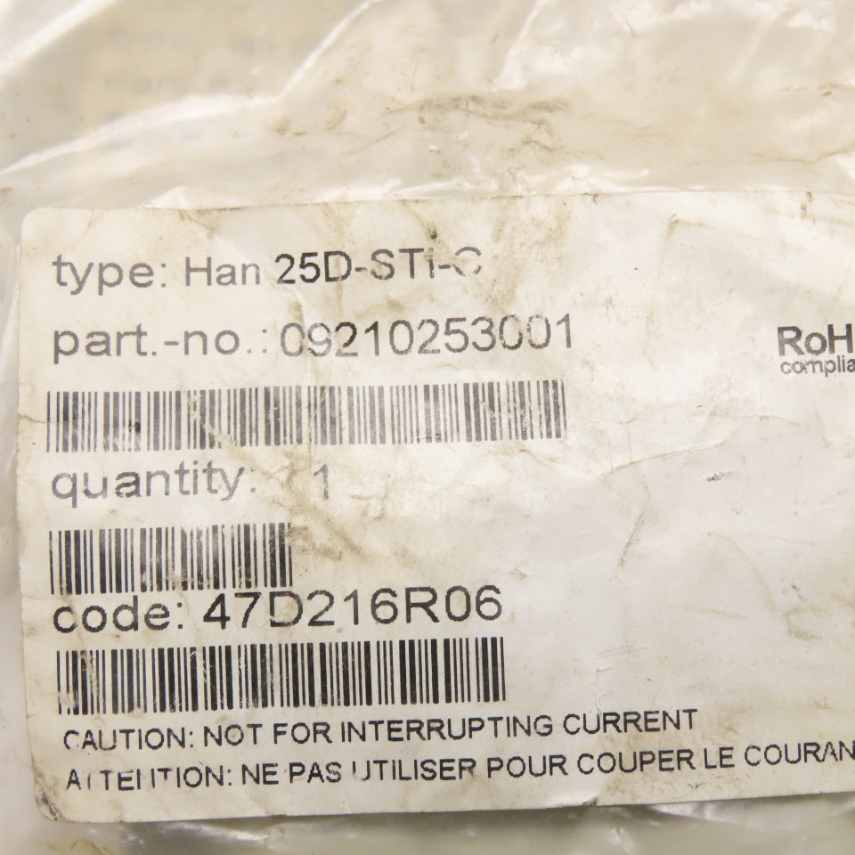 HARTING 09210253001 Han 25D-STI-C Male Connector Inserts Lot of 2