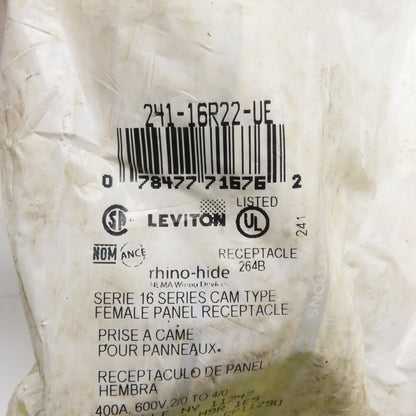 Leviton 241-16R22-UE Rhino-Hide Series 16 Cam-Type Female Panel Receptacle