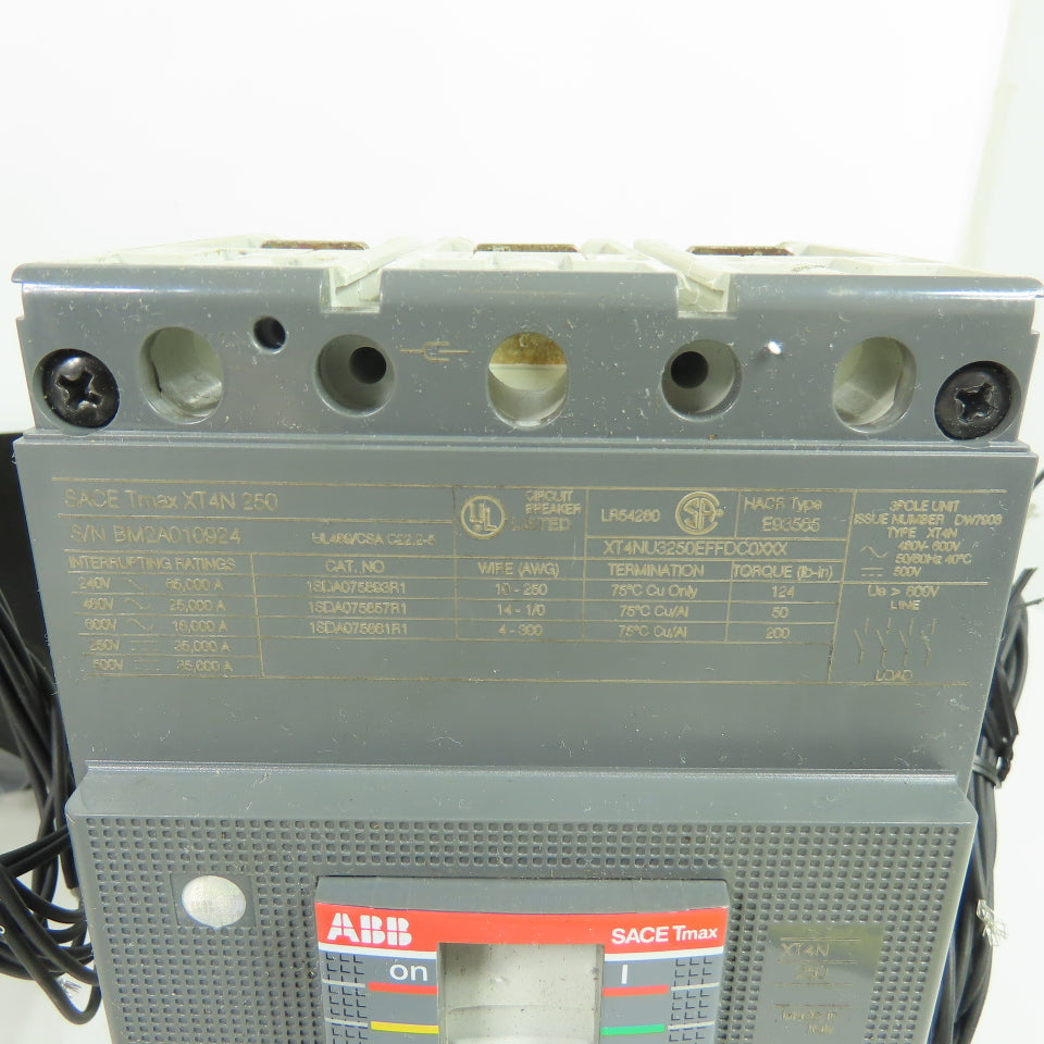ABB XT4NU3250EFFDC0XXX SACE TMAX XT4 N 250 250A 3-Pole Circuit Breaker 600V Ekip