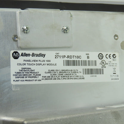 Allen-Bradley 2711P-RDT10C PanelView Plus 1000 2711PC-T10C4D1 24VDC W/2711PC-RP1
