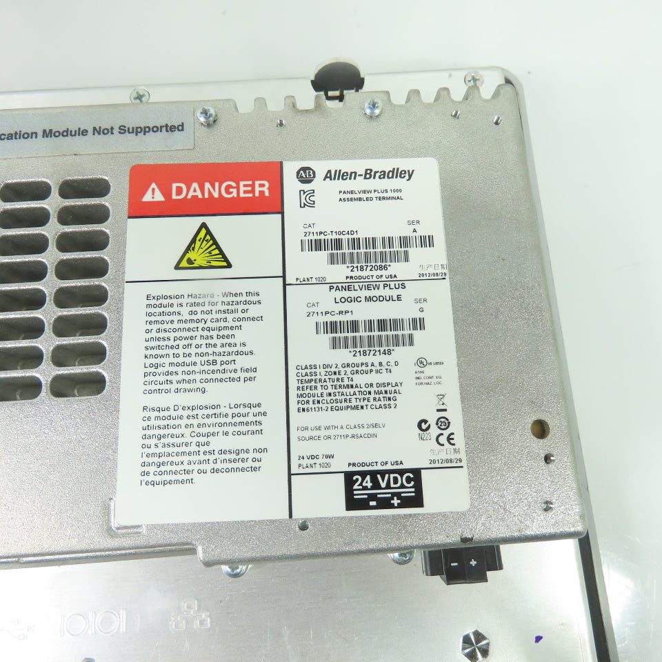 Allen-Bradley 2711P-RDT10C PanelView Plus 1000 2711PC-T10C4D1 24VDC W/2711PC-RP1