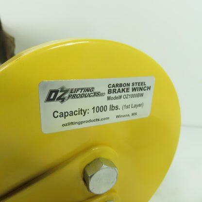 OZ Lifting Products OZ1000BW Carbon Steel Brake Winch 1000 lb Capacity