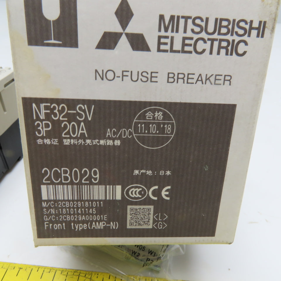 Mitsubishi Electric NF32-SV 3-Pole 20A No-Fuse Circuit Breaker 600V New