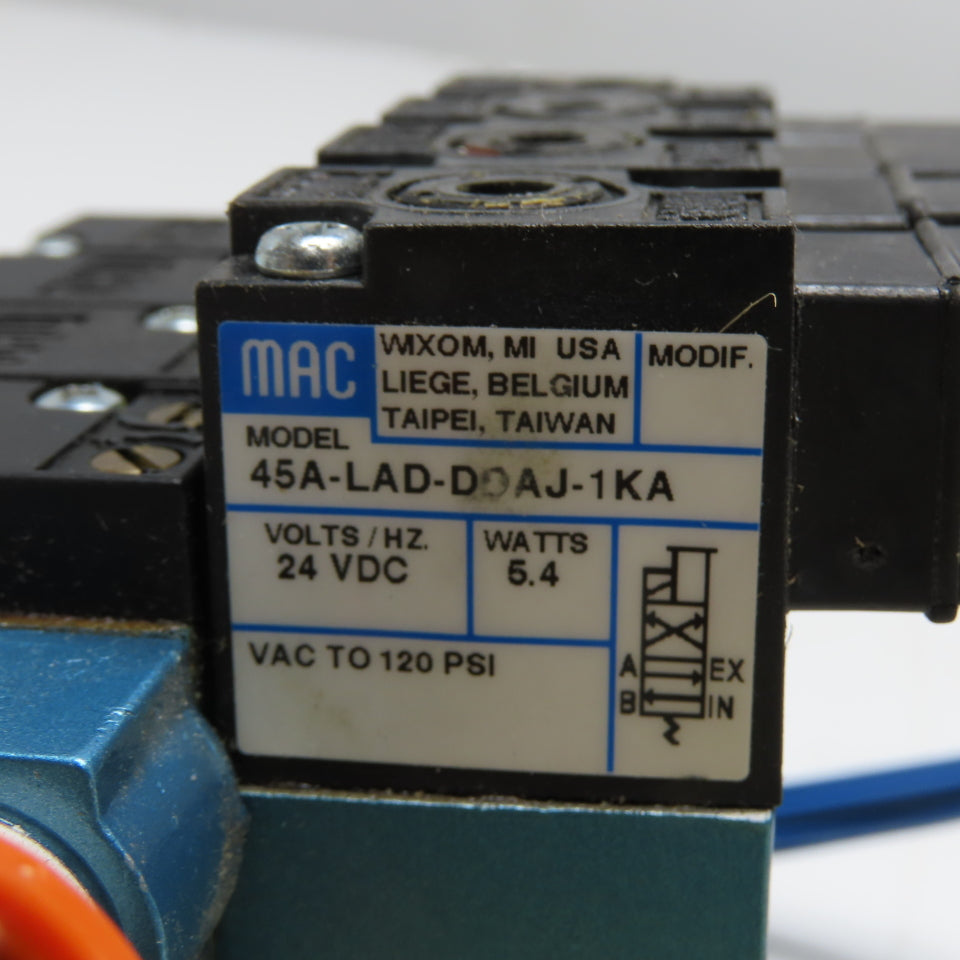 MAC 45A-LAD-DDAJ-1KA 4-Station Solenoid Valve Manifold 24VDC 120 PSI