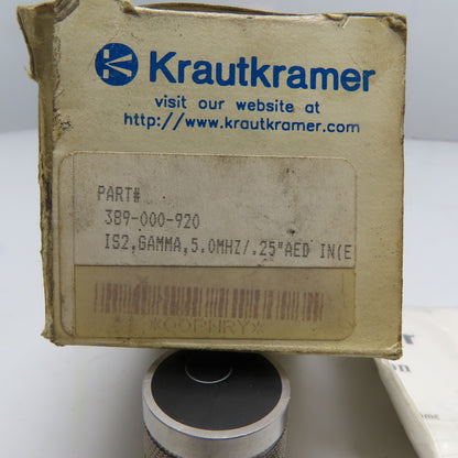 Krautkramer 389-000-920 IS2 Gamma 5.0 MHz .25" AED Ultrasonic Transducer