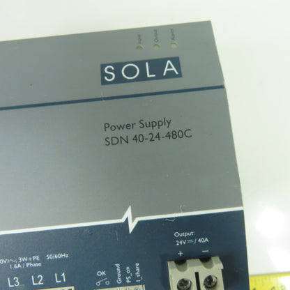 Sola SDN 40-24-480C DIN Rail Power Supply 24V 40A Output 380-480V Input