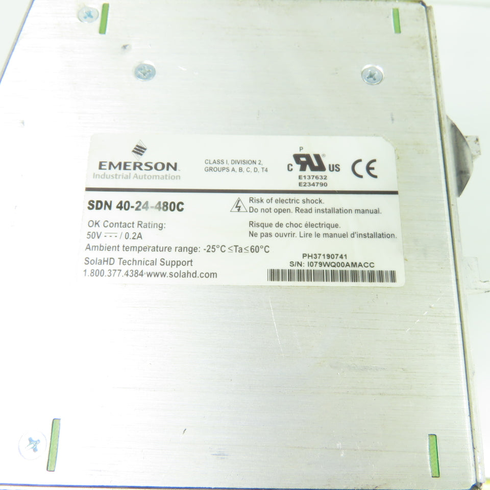 Sola SDN 40-24-480C DIN Rail Power Supply 24V 40A Output 380-480V Input
