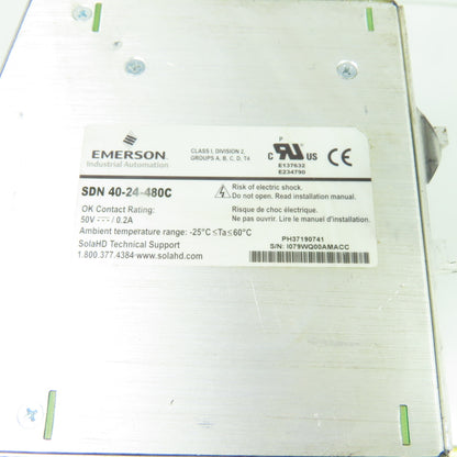 Sola SDN 40-24-480C DIN Rail Power Supply 24V 40A Output 380-480V Input
