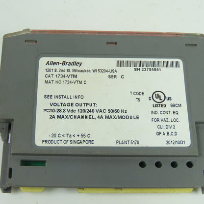 Allen-Bradley 1734-VTM POINT I/O Voltage Terminal Module 10-28.8VDC 120/240VAC
