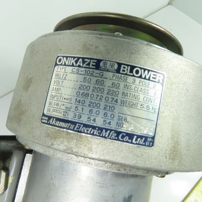Akamatu CS-102-G Onikaze Blower 200V-220V 3Ph 3" x 2-3/8" Output