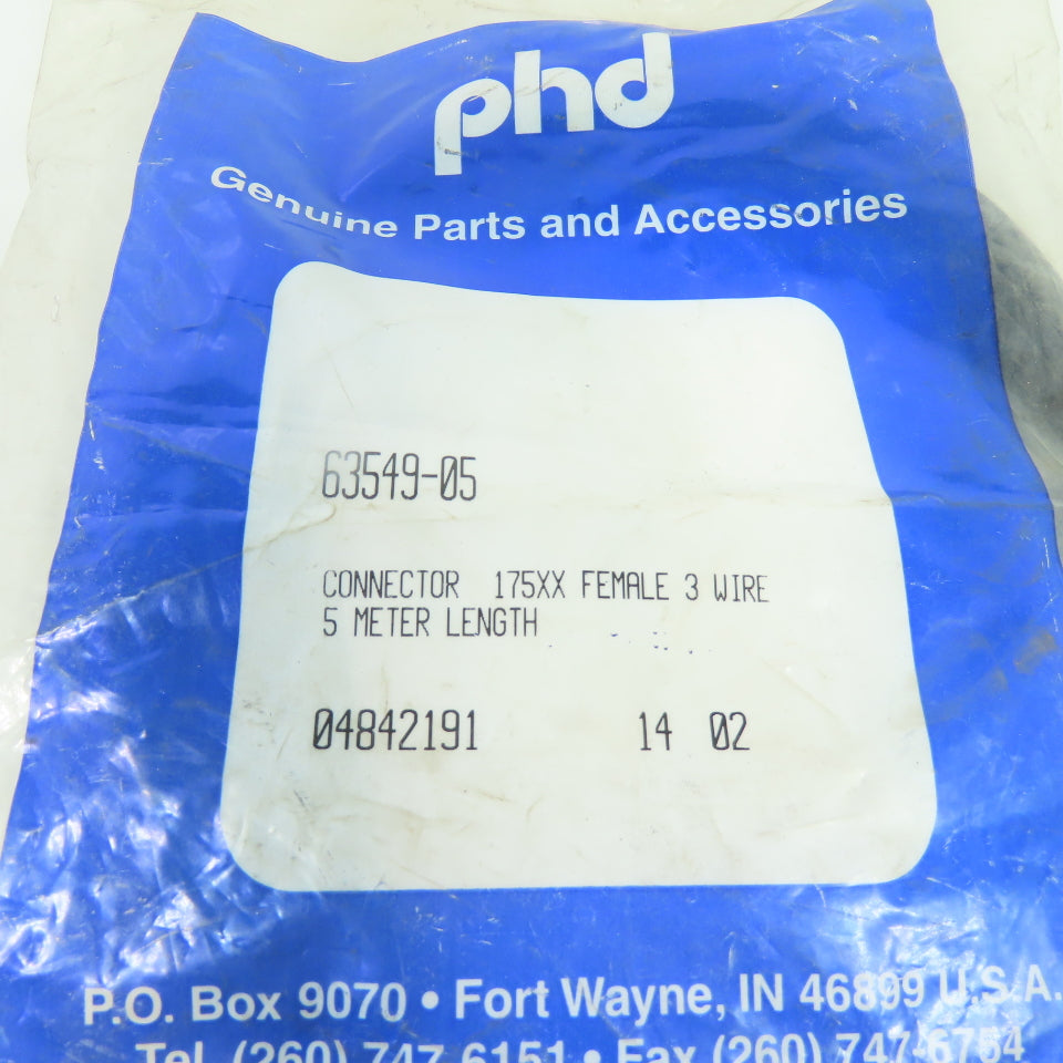 PHD 63549-05 5m Connector Cordset 175XX Female 3-Wire NEW