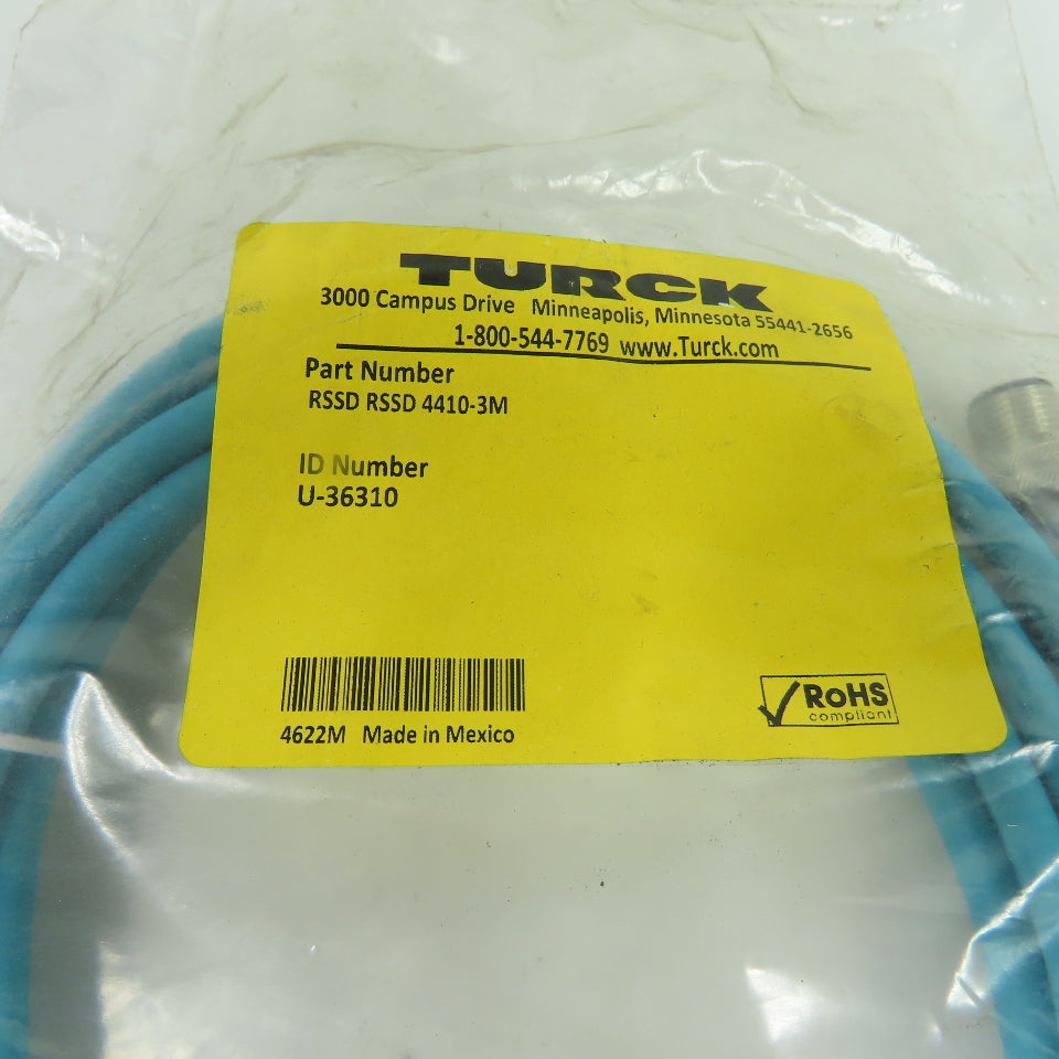 Turck U-36310 RSSD RSSD 4410-3M Shielded Industrial Ethernet Cordset Cable 3M