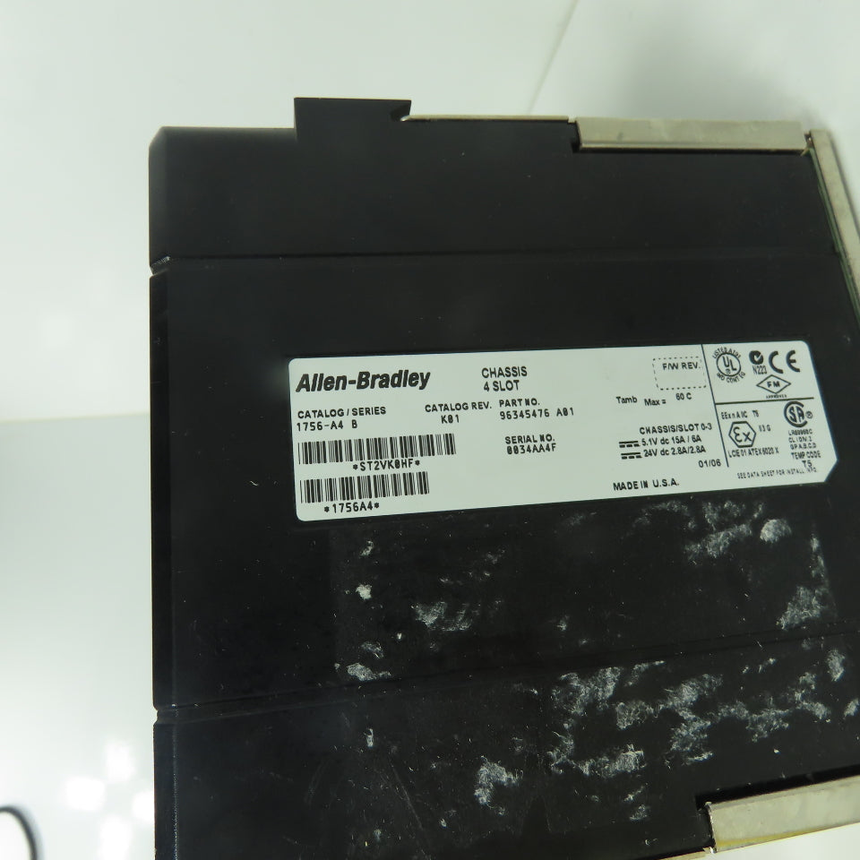 Allen-Bradley 1756-A4 ControlLogix 4-Slot Chassis W/ 1756-PA72AC Power Supply