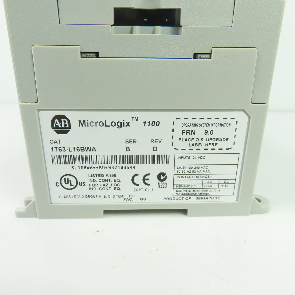 Allen-Bradley 1763-L16BWA MicroLogix 1100 PLC Controller Ser B Rev D FRN 9.0