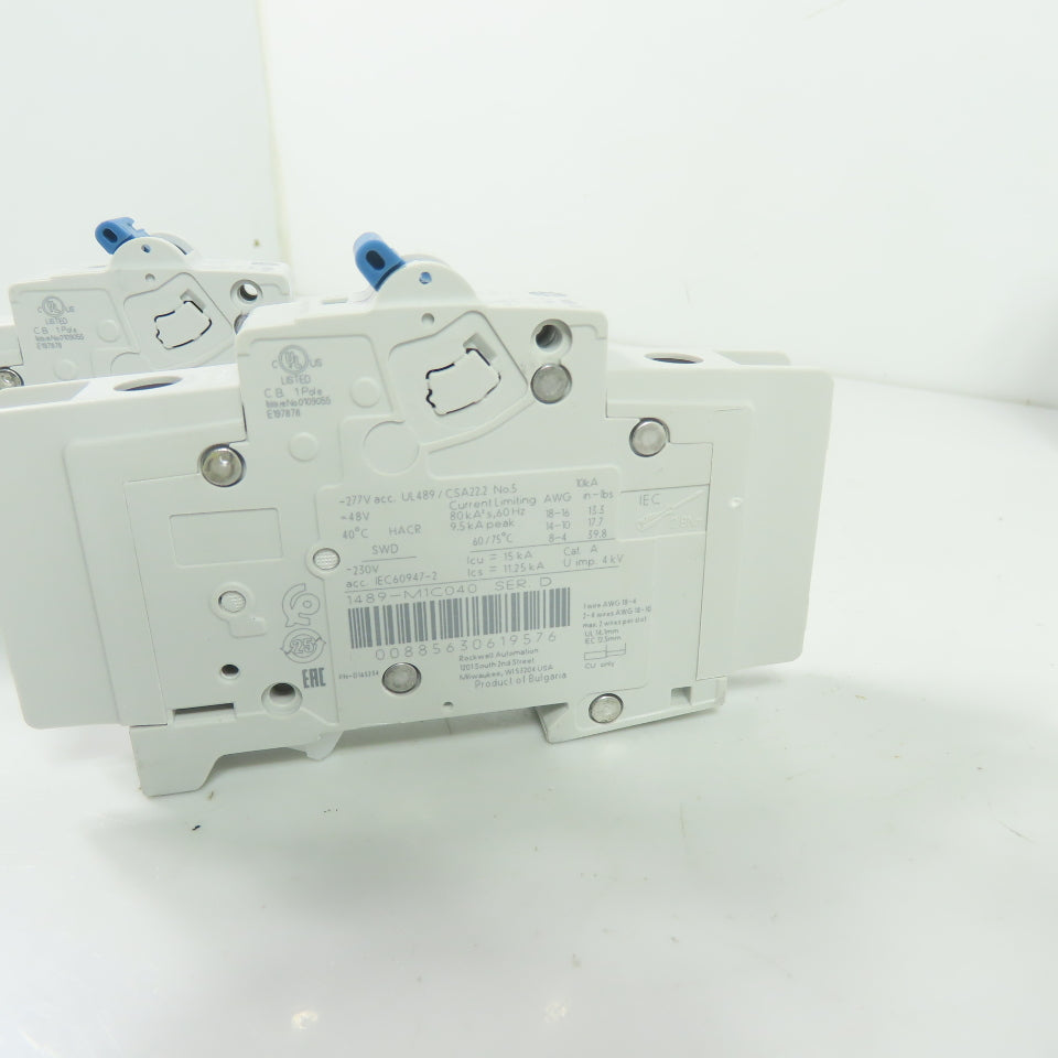 Allen-Bradley 1489-M1C040 1-Pole 4A Circuit Breakers 277VAC NEW Lot of 2