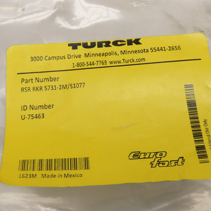 Turck RSR RKR 5731-2M/S1077 Eurofast Cordset 2 Meter