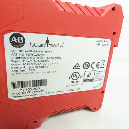 Allen-Bradley MSR142RTP 440R-G23215 Guardmaster Safety Relay Ser A NEW