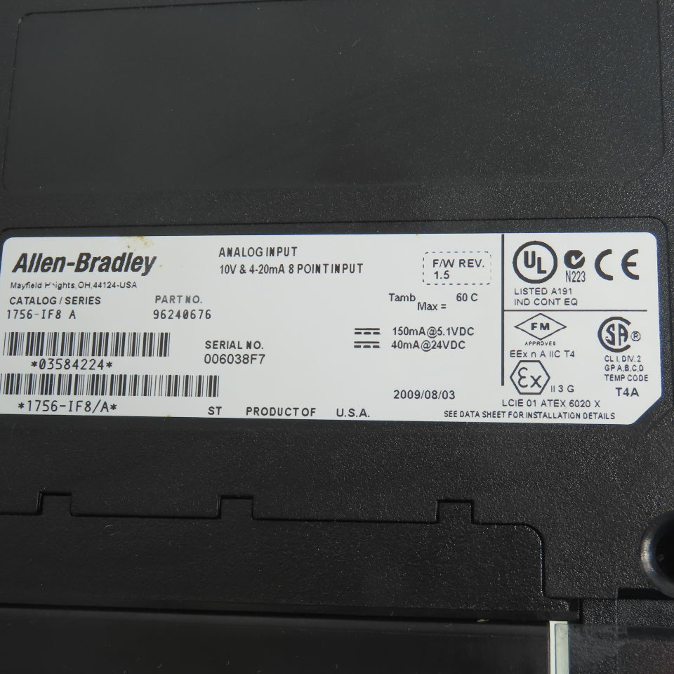 Allen-Bradley 1756-IF8 ControlLogix 8-Point Analog Input Module Ser A F/W Rev1.5