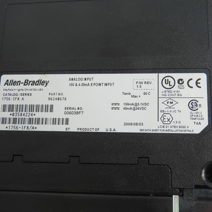 Allen-Bradley 1756-IF8 ControlLogix 8-Point Analog Input Module Ser A F/W Rev1.5