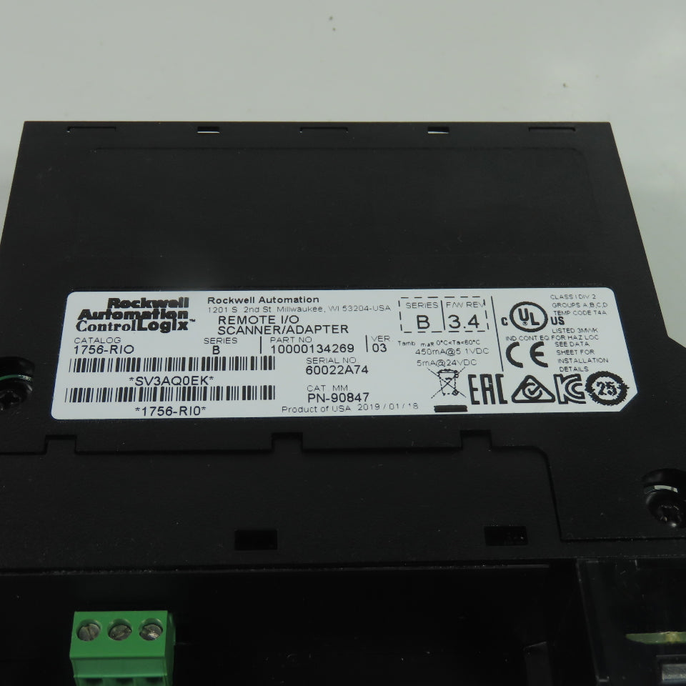 Rockwell Automation 1756-RIO Remote I/O Scanner/Adapter Ser B F/W Rev 3.4