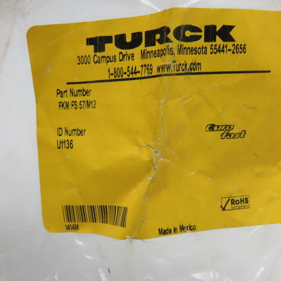 Turck FKM FS 57/M12 DeviceNet M12 5-Pin Eurofast Panel Feed-Through Receptacle