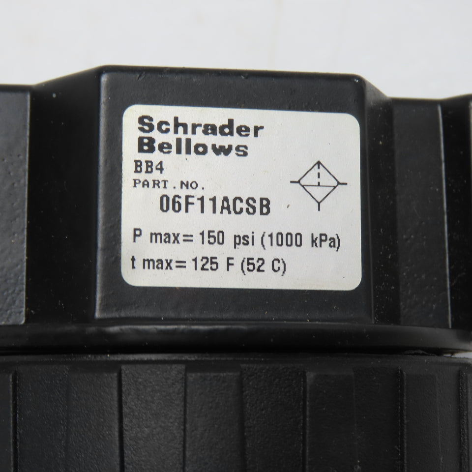 Schrader Bellows 06F11ACSB Air Line Filter 1/4" NPT 150psi 125F Max